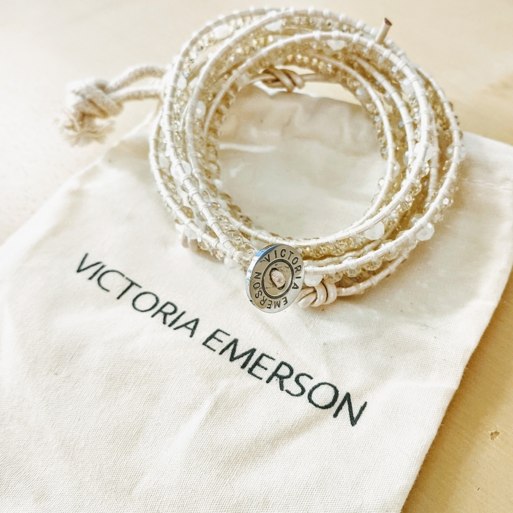 NWOT Victoria Emerson Beaded White Wrap Bracelet